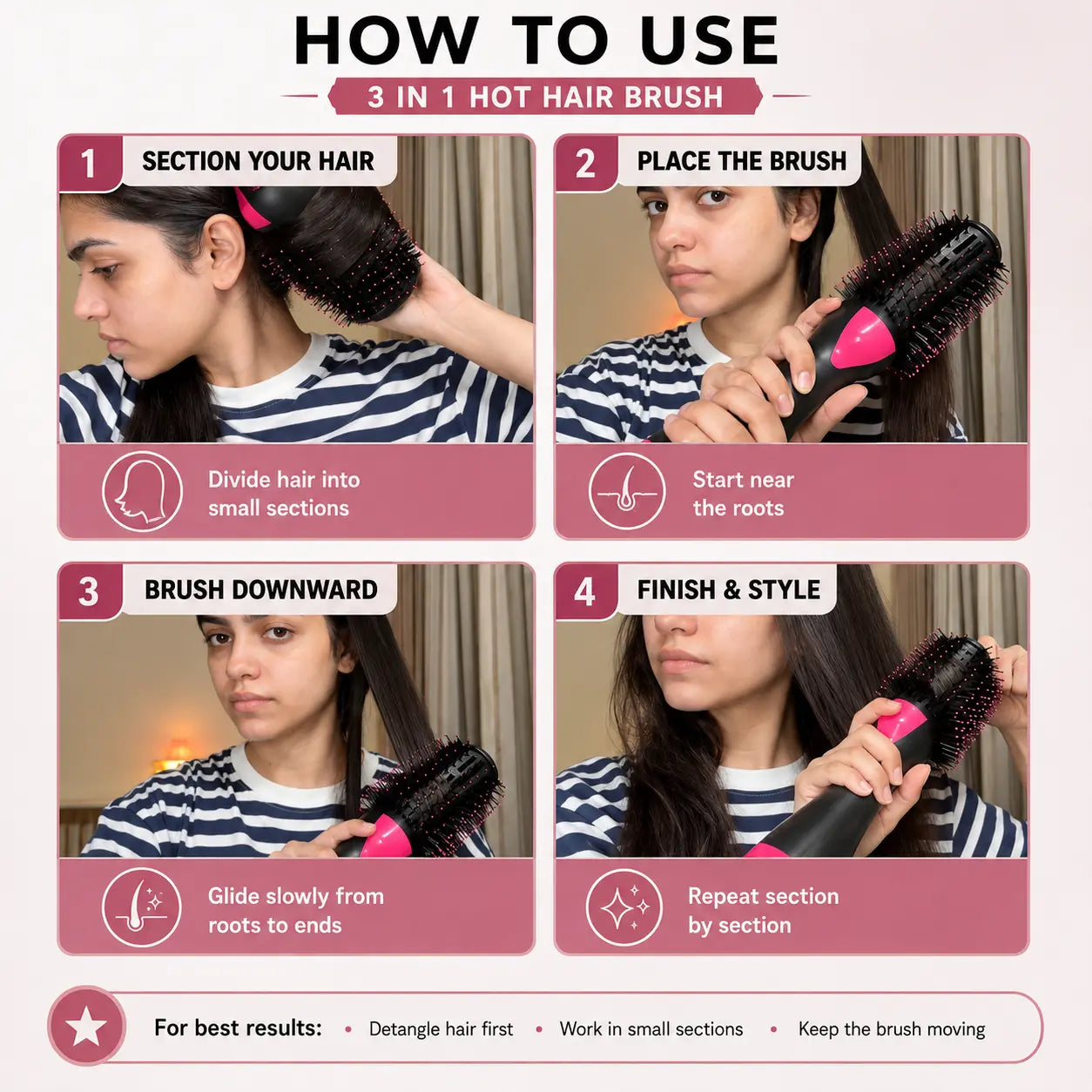 One Step Hot Air Brush | 3-in-1 Hair Dryer, Straightener & Styler