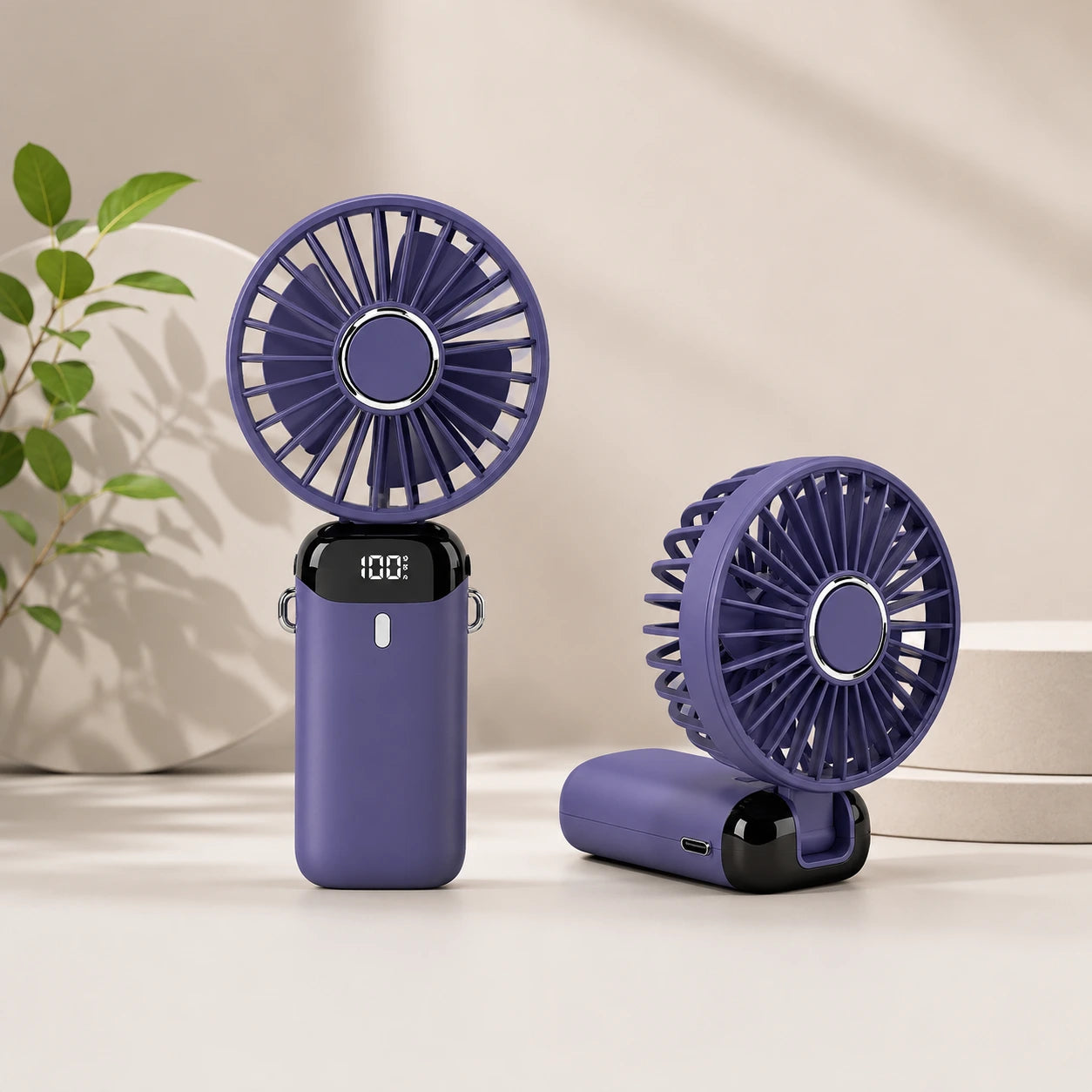 Portable Rechargeable Mini Fan with LED Display, 5-Speed & Foldable Design | For Home, Office, Outdoor, Travel & Kids