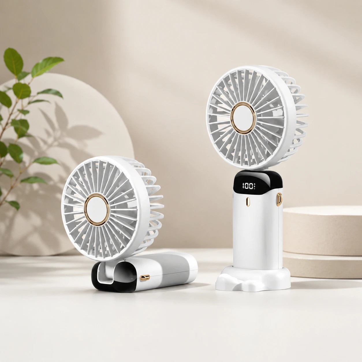 Portable Rechargeable Mini Fan with LED Display, 5-Speed & Foldable Design | For Home, Office, Outdoor, Travel & Kids